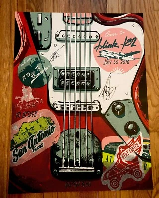 $160 • Buy Blink-182 7/30/16 San Antonio, TX AUTOGRAPHED Event Poster ORIGINAL SIGNED