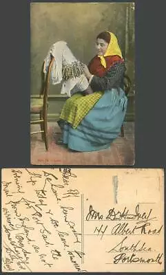 Malta Old Colour Postcard LACE MAKER Worker Maltese Woman Lady Lacemaking Ethnic • £3.99