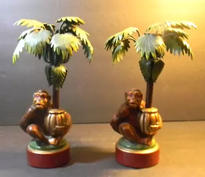 Petites Choses Monkey & Palm Tree Candle Holders Set Of Two • $34.99