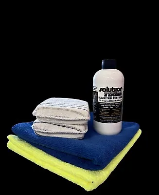 Solution Finish Black Plastic & Vinyl Restorer 12 Oz. & 2 Towel & 2 Applicators • $34.99