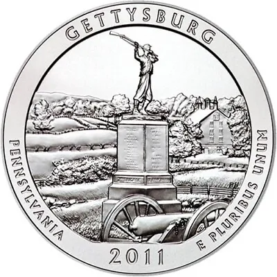 2011 P ATB Gettysburg National Military Park Burnished 5 Oz .999 Silver BU OGP  • $254.95
