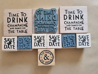 East Of India WEDDING RUBBER STAMPS Job Lot - Save Date - Have Hold - Champagne • £8