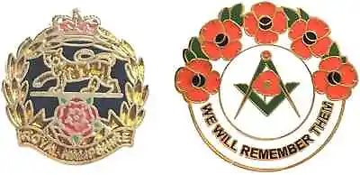 Royal Hampshire Regiment Badge And Masonic We Will Remember Enamel Badge • £9.99