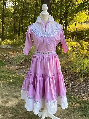 $44 • Buy Vintage Faye Creations 50s S/M Light Purple & White  Prairie Square Dance Dress