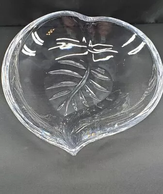 Exquisite Miller Rogaska Crystal Leaf Shape  Bowl  Clear Art Glass Trinket Dish • $15