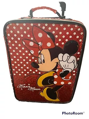 Authentic Disney Parks Minnie Mouse Soft Small Rolling Kid Suitcase Luggage Red • $60