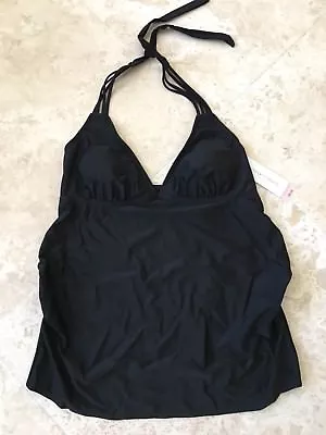 NEW Liz Lange Women’s Maternity Halter Tankini Top Black Size L • $12.50