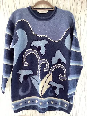 M&S Blue Indigo Mix Wool Jumper Size 18 • £8