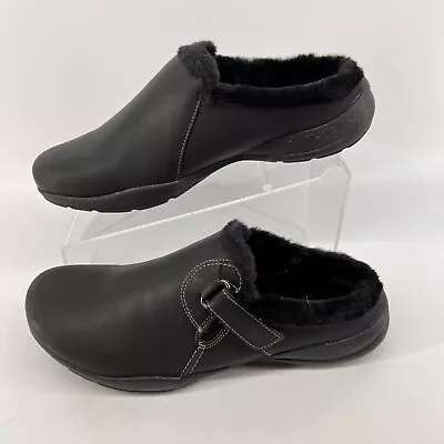 Clarks Collection Leather Warm Lined Clogs Roseville Clog Black Womens Size 9.5 • $31.96