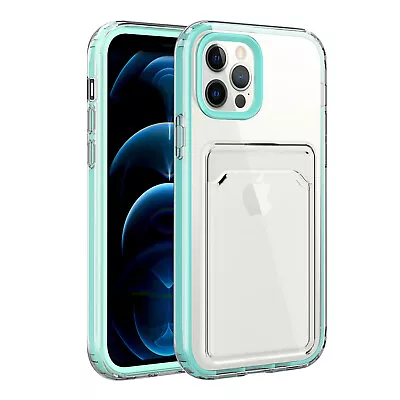 $4.97 • Buy For IPhone 14 13 12 11 Pro Max XS XR 7 8 Clear Case Card Holder Shockproof Cover
