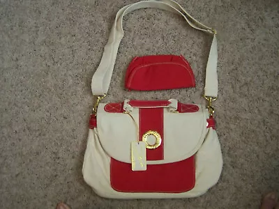 Nwt Womens Valerie Barad For Michael Stevens Red/cream Canvas Tote Bag Purse • $34.26