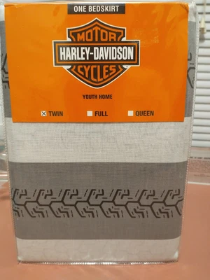 $15 • Buy Harley Davidson Twin Size Tire Tread Bedskirt.