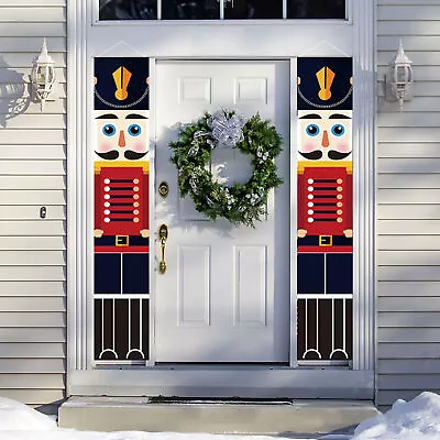 1 Pair Nutcracker Banners Soldier Figures In/Outdoor Yard Ornaments Home Decor • $14.39
