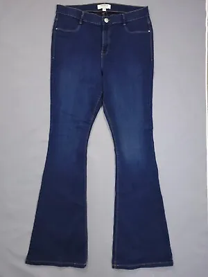 Dorothy Perkins Jeans Size 18 L Frankie Flare Dark Blue Stretch Brand New • £16.99