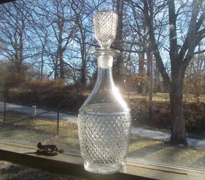 $125 • Buy 1860 Pontiled 3 Pc Mold Blown Diamond Hobnail Decanter Matching Original Stopper