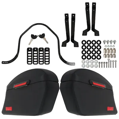 Hard Bags Saddlebags & Heavy Duty Mounting Kit For Yamaha Kawasaki Honda Classic • $231.99