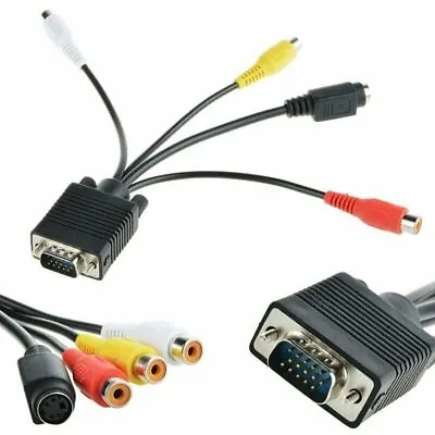 USA VGA SVGA To S-Video 3 RCA AV  Out Cable Adapter Converter Computer Laptop • $6