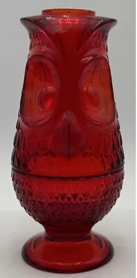 Viking - Ruby Red Owl Fairy Lamp - Glass -Votive Candle Tea Light Holder Vintage • $170