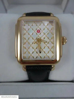 NEW Michele Deco Gold Mosaic MOP Trefoil MOP Watch MW06T00A9117 NIB + Box • $664.99