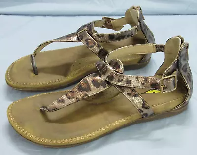 VOLATILE Starlight METALLIC BRONZE Leopard FAUX LEATHER Gladiator Sandals Sz 7 • £18.92