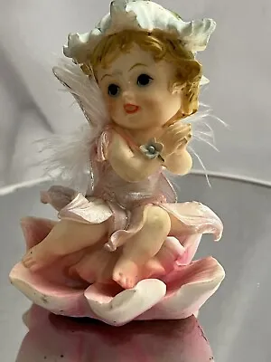 Vintage Montefiori Collection Girl Fairy Floral Angel Figurine On Rose 3.75”  • $12