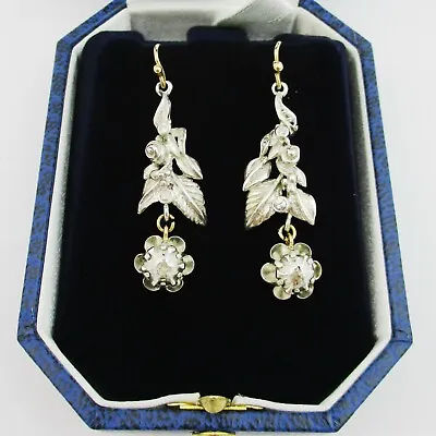 £325 • Buy Gorgeous Georgian Style Gold, Silver & Diamond Drop Earrings.