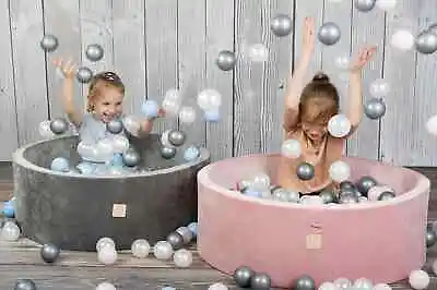 Velvet Grey Ball Pool Ball Pit Kids Baby Soft Play Foam +150 Sensory Toy Game • £39