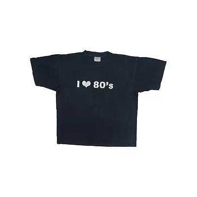 Vintage I Love 80’s Slogan T-Shirt Mens Large Black • £24.99