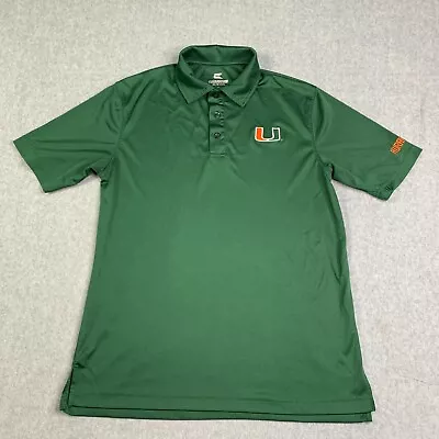 Miami Hurricanes Polo Shirt Adult Small Green Performance Logo Lightweight Mens • $17