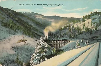 Saw Mill Canyon Marysville Montana MT Train Smoke C1910 Postcard • $38.89