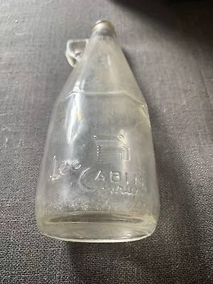 Vintage Log Cabin Syrup Bottle Clear Glass With Handle • $12