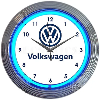 $69.99 • Buy Licensed Volkswagen VW Neon Clock Sign Retro Van Beetle Bug Bus Racing Golf OLP