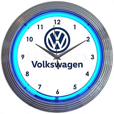 $69.99 • Buy Licensed Volkswagen VW Neon Clock Sign Retro Van Beetle Bug Bus Racing Golf OLP