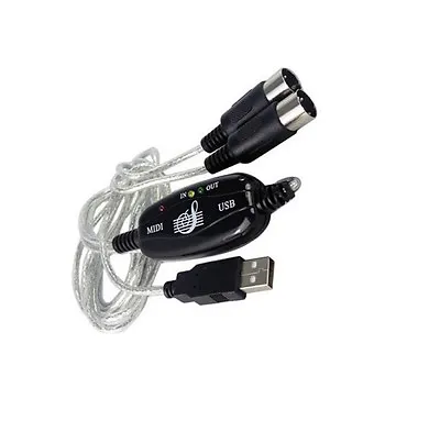 MIDI USB IN-OUT Interface Cable Cord Converter PC To Music Keyboard Adapter • $4.30