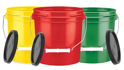 1 Gallon Food Grade Plastic Bucket With Lid ( Pack Of 3) BPA Free- Made In USA • $42.87