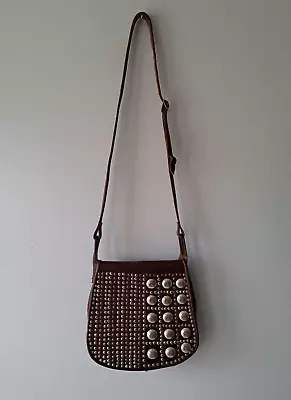 Vintage Leather Studded Moroccan Crossbody Bag Ethnic Boho Purse Coachella • $42