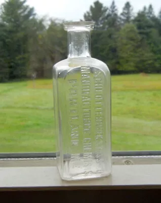 Antique 5  Schlotterbeck & Foss Bottle • Portland MAINE • Clear W/Sq. Base • $7.49