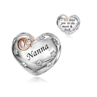 $31.99 • Buy S925 Silver & Rose Gold Love You To The Moon & Back NANNA Charm -YOUnique