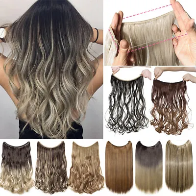 100% Natural Thick Wire No Clip In Hair Extensions Lines Hairpeices Half Head A3 • £12.85