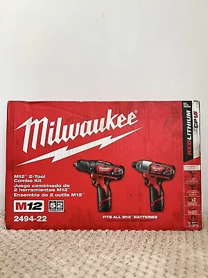 Milwaukee 2494-22 M12 12V Cordless Drill Driver/Impact Driver 2-Tool Combo Kit • $119.99