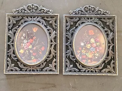 2 Vintage Ornate Brushed Brass Picture Frames Made In Italy  • $20