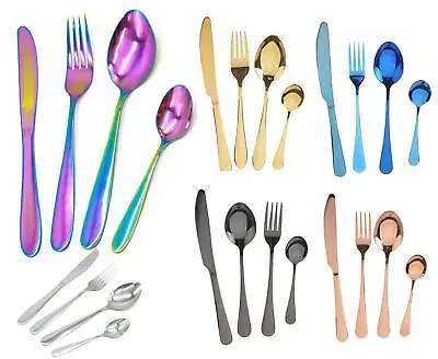 £7.49 • Buy Cutlery Sets Stainless Steel 4 Pcs Rainbow Colourful Iridescent Forks Flatware