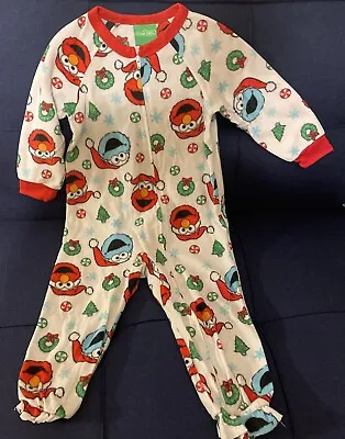 Sesame Street 3T Elmo Cookie Monster Christmas Footless Suit Pajama • $12.99
