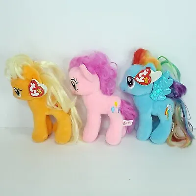 My Little Pony Plush Lot Of 3 Apple Jack Pinkie Pie Dash Hasbro Needs Brushing • $21.24