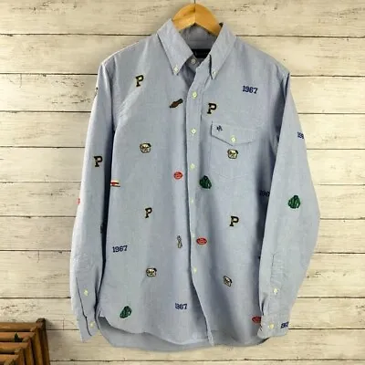 Polo Ralph Lauren Mens Med AOP Varsity Letterman Oxford Flag Shirt Graphic Grail • $54.14