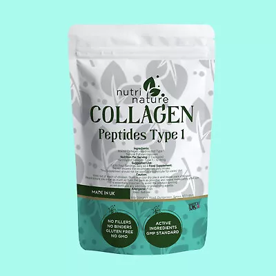 Marine Collagen Peptan 2000Da Type 1 1276mg Serving Skin Hair Joint 60 Capsules • £13.99