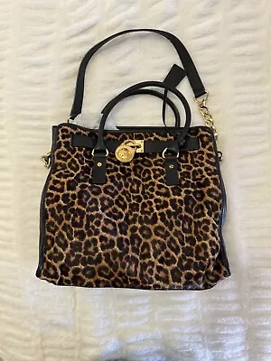 Authentic Michael Kors Leopard Calfhair Leather Satchel  Handbag Purse • $100