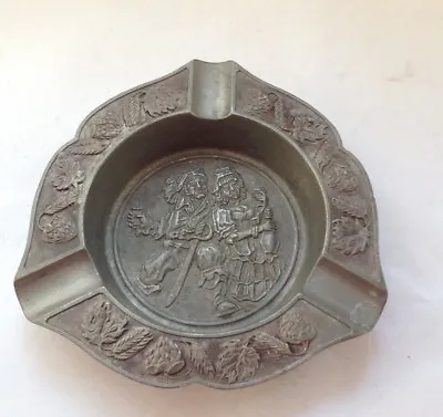 A Vintage Pewter Ashtray With Drinking Couple And Hops By Bmf Zinn West Germany • £6