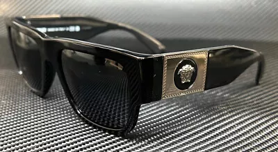 VERSACE VE4406 511487 Black Dark Grey Men's 56 Mm Sunglasses • $162