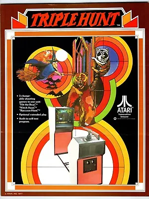 TRIPLE HUNT Arcade Game Flyer 1977 Original Vintage Retro 8.5  X 11  Rifle Gun • $20.80